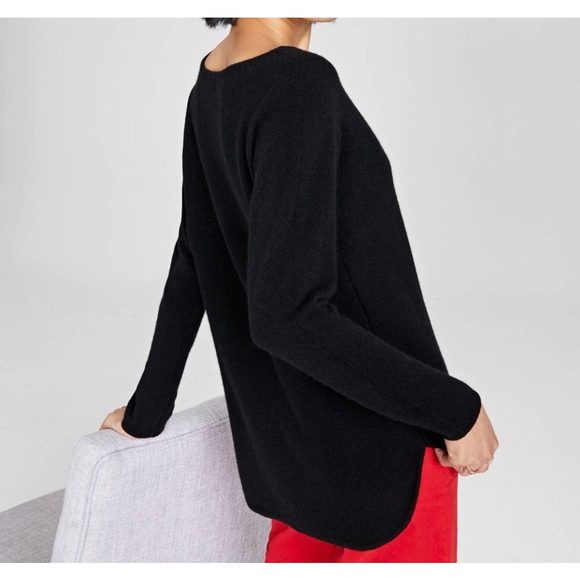 Charter Club Luxury Black 100% Cashmere Shirtail Sweater Size XL NWT - Picture 2 of 8